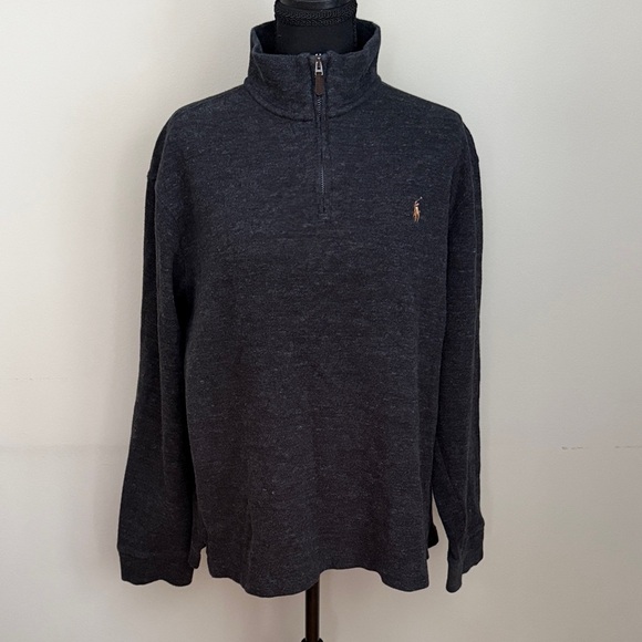 Ralph Lauren Other - Polo Ralph Lauren Men’s Quarter Zip estate rib Sweater Charcoal Gray Size Large